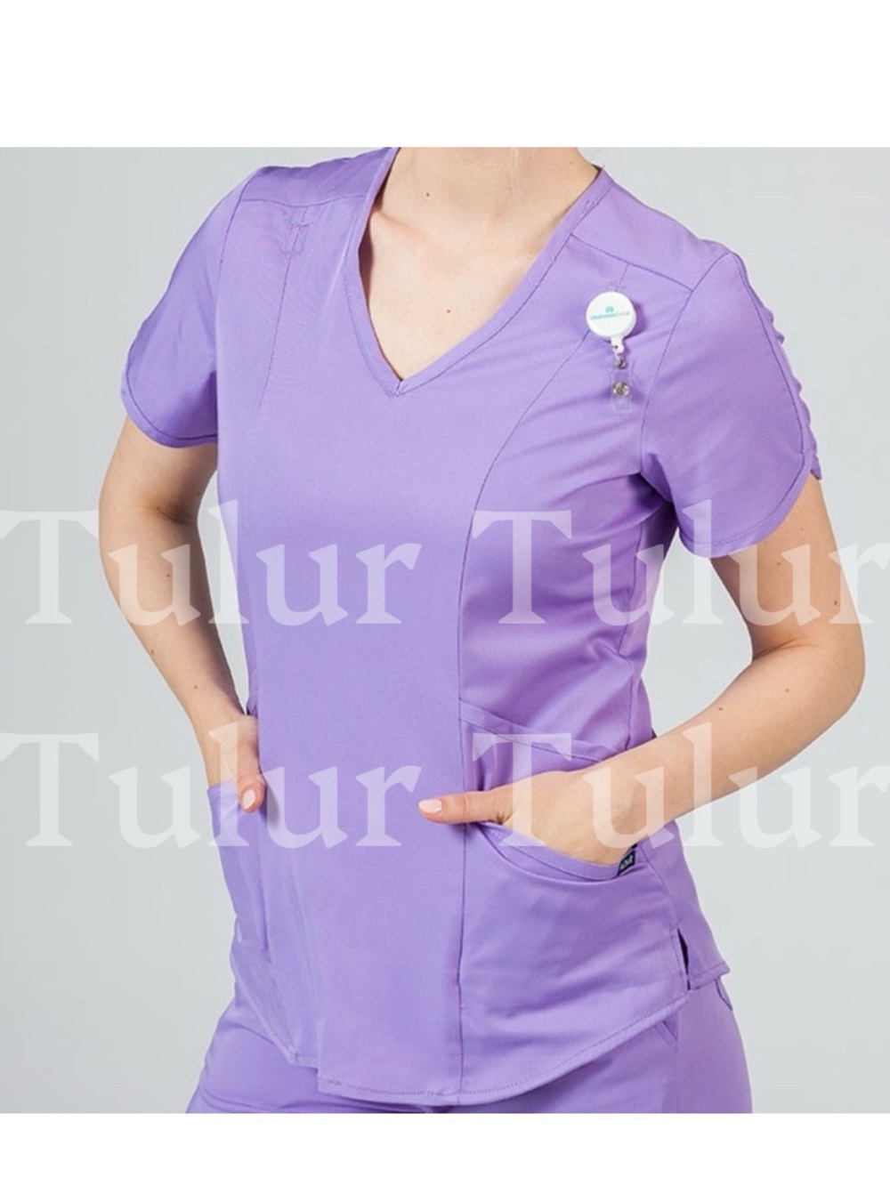 Adar Uniforms Modern Scrub Top Lavender M